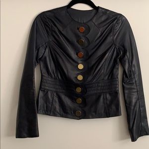 Tory Burch Navy Leather Jacket in Mint Conditon